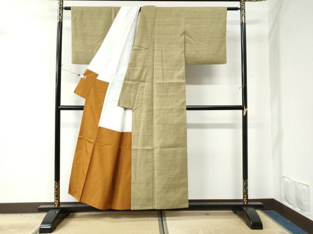 平和屋着物○本場結城紬 重要無形文化財 縞 正絹 逸品 CAAU2628yc