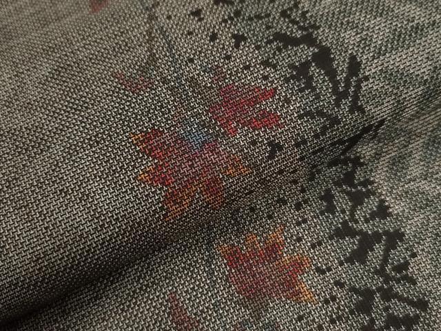 平和屋着物○本場大島紬 9マルキ 古代染色純泥染 枝花文