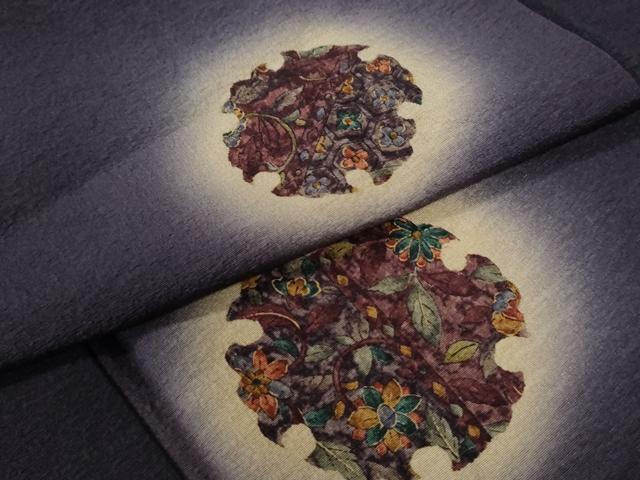 平和屋着物○上質な小紋 雪輪更紗花唐草文 蛍暈し 正絹