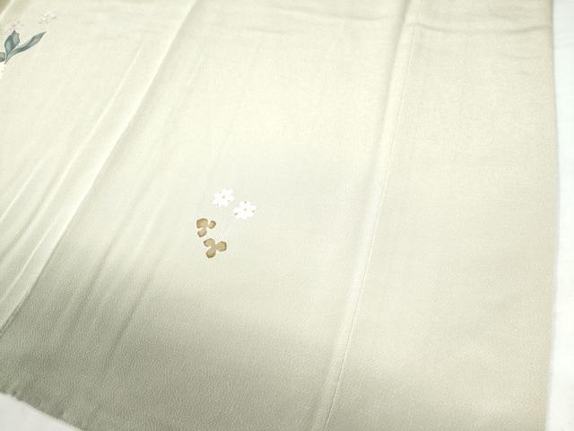 平和屋着物○訪問着 友禅 草花文 暈し染め 鬼しぼ縮緬 正絹