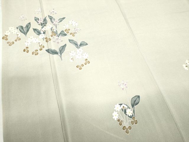 平和屋着物○訪問着 友禅 草花文 暈し染め 鬼しぼ縮緬 正絹