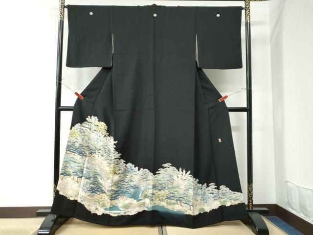 平和屋着物●本加賀友禅作家　東藤岳　黒留袖　浜松風景文　正絹　逸品　CAAU2699yc