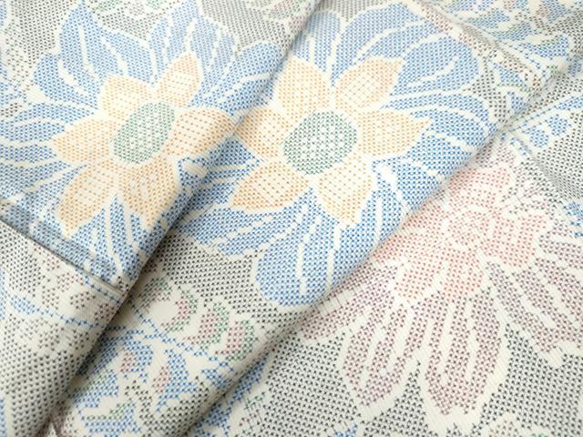 平和屋着物●本場大島紬　白大島　7マルキ　草花文　正絹　逸品　CAAU2700yc