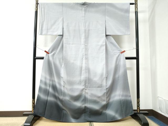 平和屋着物●本塩沢　やまだ織　訪問着　染色作家　桐村博　霞文　暈し染め　正絹　逸品　CAAU2754yc