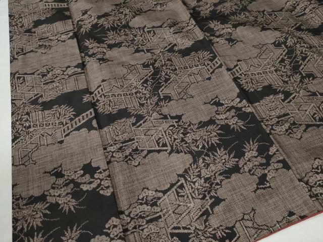 平和屋着物○本場大島紬 9マルキ 雲取り枝松文 正絹 逸品 CAAU2756ycの