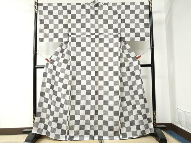 平和屋着物●上質な小紋　市松吉祥文　正絹　逸品　CAAU2791yc