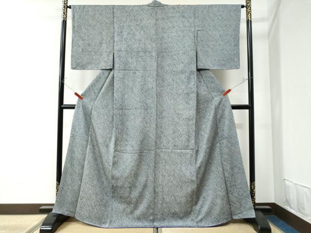 平和屋着物●大変加工の良い総絞り小紋　紺地　正絹　逸品　未使用　CAAU2794yc