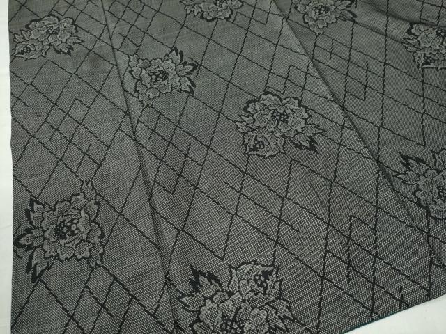 平和屋着物○本場大島紬 9マルキ 牡丹 牧鉄美作 証紙付き 正絹 逸品