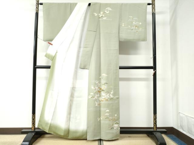 金彩　花菱　葡萄　リーフ模様　付け下げ　着物　035a p 金彩 花菱 葡萄 リーフ模様 付け下げ 着物 035a p その他