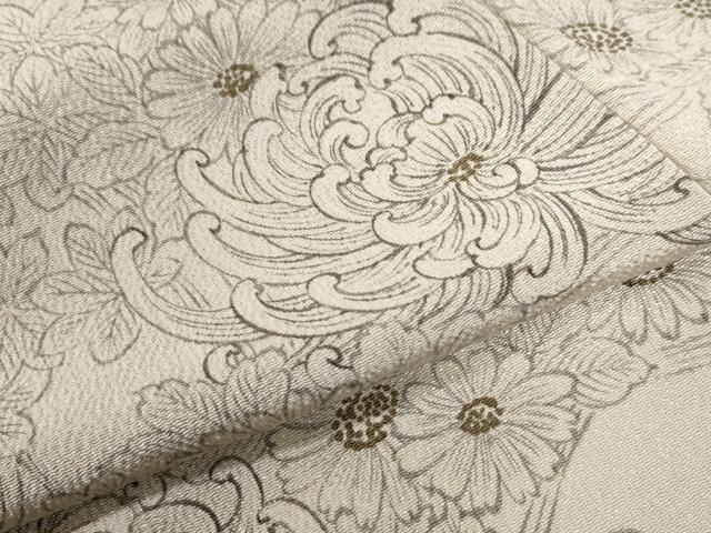 平和屋着物○上質な小紋 手描き 乱菊花文 鬼しぼ縮緬 正絹 逸品