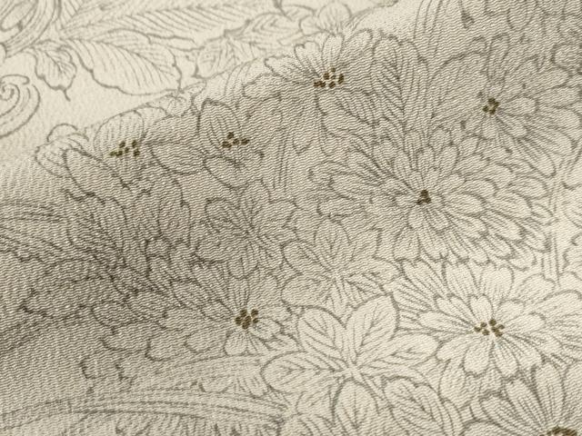 平和屋着物○上質な小紋 手描き 乱菊花文 鬼しぼ縮緬 正絹 逸品