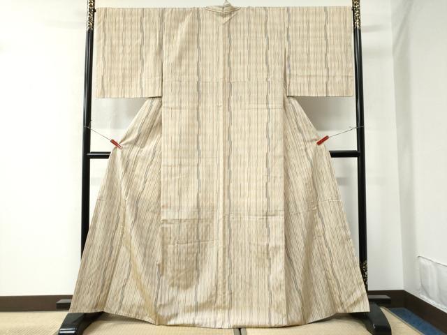 平和屋着物○上質な紬 よろけ縞 正絹 逸品 AAAZ0522ph