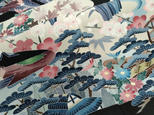 平和屋着物○本加賀友禅作家 染元千紅代表 寺西一紘 黒
