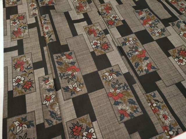 平和屋着物○本場大島紬 7マルキ 短冊花文 正絹 逸品 BAAO1884pm