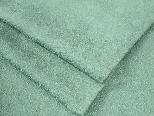 平和屋着物●上質な色無地　花唐草地紋　薄青色　正絹　逸品　CAAU2850yc