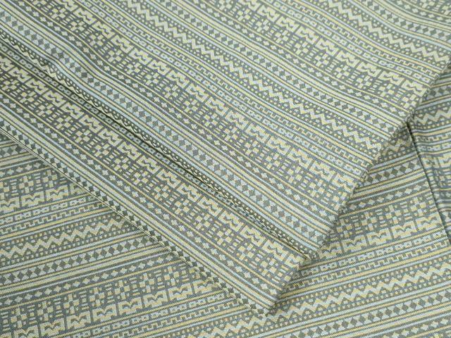 平和屋着物●男性　お召　横段吉祥文　正絹　逸品　未使用　CAAU2858yc