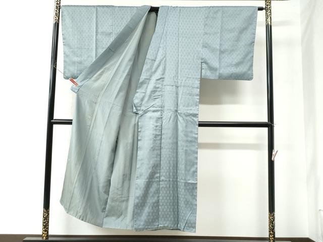 平和屋着物○男性 色無地 亀甲花地紋 秘色色 正絹 逸品 CAAU2862yc