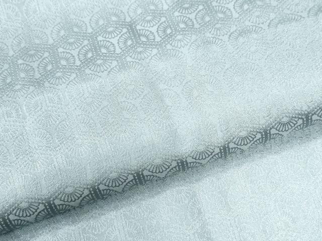 平和屋着物○男性 色無地 亀甲花地紋 秘色色 正絹 逸品 CAAU2862yc