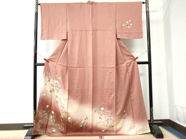 平和屋着物●訪問着　流水枝花文　暈し染め　金彩　正絹　逸品　未使用　CAAU2877yc