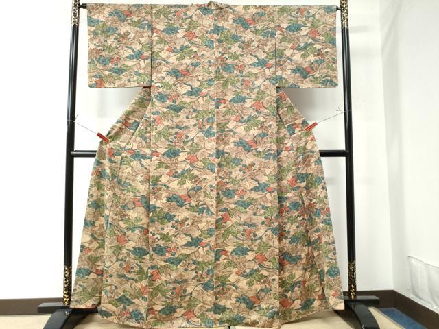 平和屋着物●上質な小紋　草花文　正絹　逸品　CAAU2887yc 平和屋着物○上質な小紋 草花文 正絹 逸品 CAAU2887yc