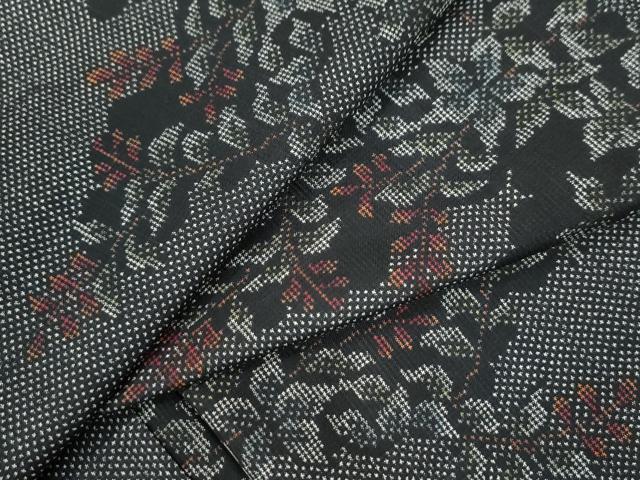 平和屋着物●本場大島紬　7マルキ　雲取り枝花文　正絹　逸品　CAAU2888yc