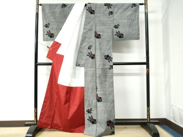 平和屋着物○上質な紬 草花文 正絹 逸品 未使用 CAAU2899yc