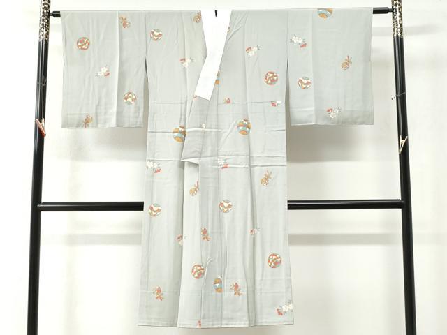 平和屋着物○長襦袢 無双仕立て 毬吉祥枝桜文 金彩 正絹 逸品 CAAU2913yc