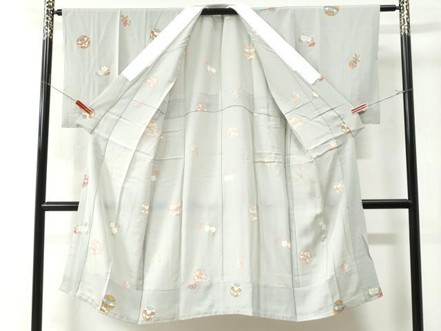 平和屋着物●長襦袢　無双仕立て　毬吉祥枝桜文　金彩　正絹　逸品　CAAU2913yc 平和屋着物○長襦袢 無双仕立て 毬吉祥枝桜文 金彩 正絹 逸品 CAAU2913yc