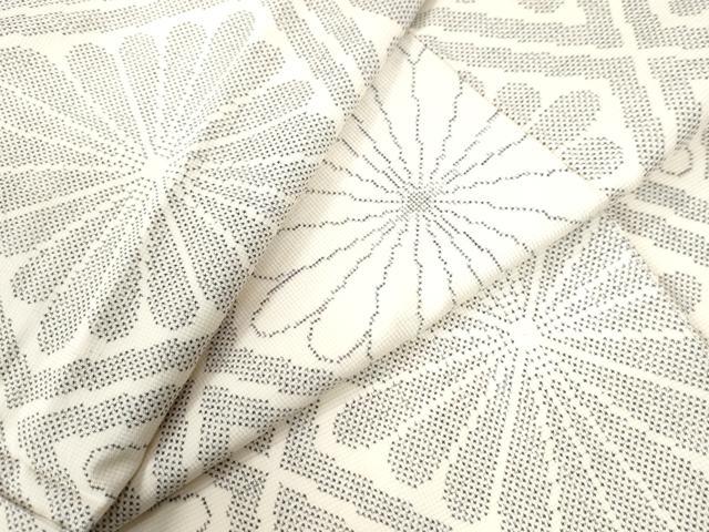 平和屋着物●本場大島紬　白大島　7マルキ　花菱文　正絹　逸品　CAAU2919yc