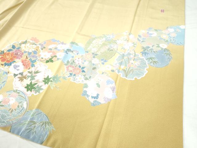 平和屋着物○訪問着 友禅 作家物 駒刺繍 雪輪草花文 金銀彩 正絹 逸品