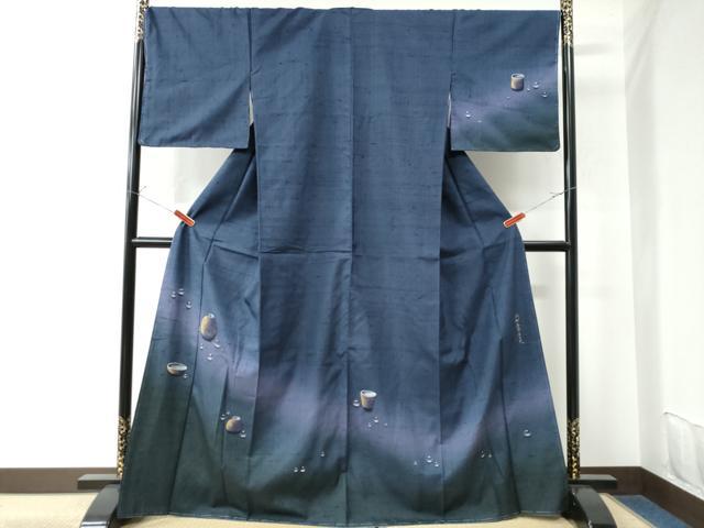 平和屋着物●訪問着　紬地　作家物　水玉　陶器　正絹　逸品　未使用　CAAU2936yc