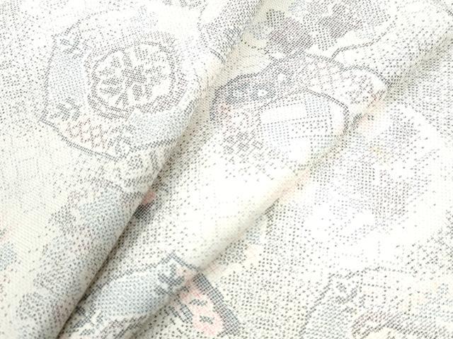 平和屋着物●本場大島紬　白大島　9マルキ　吉祥花文　正絹　逸品　未使用　CAAU2939yc