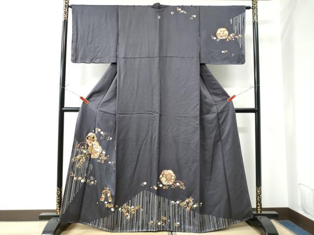 平和屋着物●訪問着　駒刺繍　鏡裏花文　正絹　逸品　CAAU2961yc