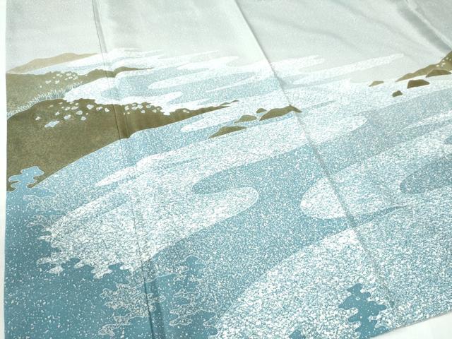 平和屋着物○訪問着 本場染大島紬 作家物 水辺文 正絹 逸品 CAAU2967yc