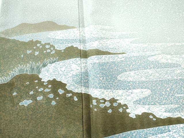 平和屋着物○訪問着 本場染大島紬 作家物 水辺文 正絹 逸品 CAAU2967yc