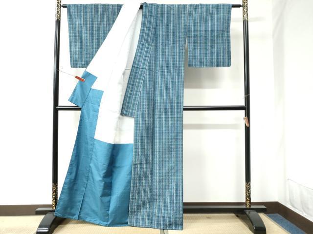 平和屋着物○上質な小紋 格子 正絹 逸品 未使用 AAAZ0126zg