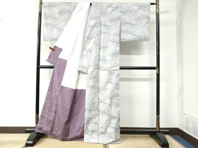 平和屋着物○都喜ヱ門 本場大島紬 白大島 7マルキ 吉祥草花