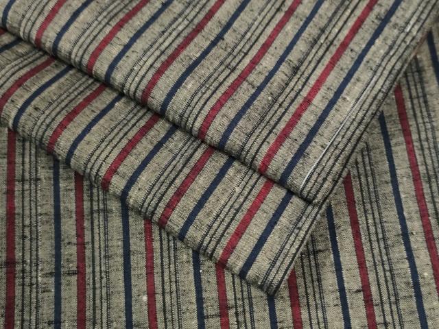 平和屋着物●上質な紬　縞　正絹　逸品　未使用　CAAU3013yc