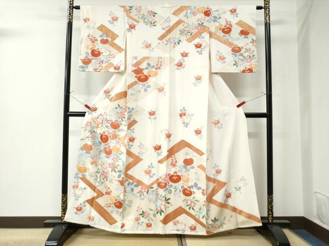 平和屋着物●訪問着　枝橘花文　金彩　正絹　逸品　CAAU3014yc