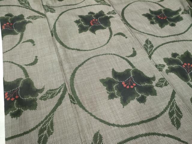 平和屋着物○本場大島紬 7マルキ 総絣 花唐草文 正絹 逸品 CAAU3021yc