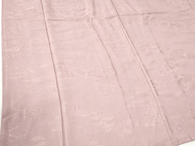 平和屋着物○上質な色無地・道行コートセット 雲取り人物風景地紋