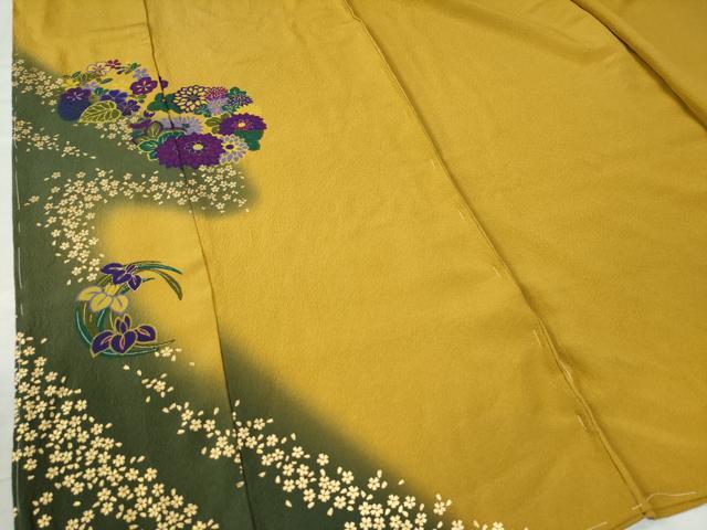 平和屋着物○豪華振袖 蔓帯花文 暈し染め 金彩 仮絵
