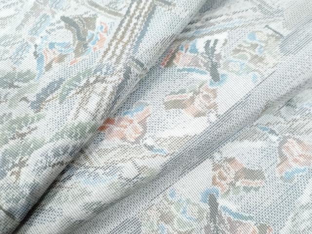 平和屋着物●都喜ヱ門　本場大島紬　白大島　9マルキ　霞人物風景文　藤絹織物謹製　正絹　逸品　未使用　CAAU3056yc
