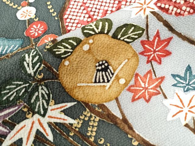 平和屋着物○訪問着 型染め 流水松竹梅枝椿文 金彩 正絹 逸品