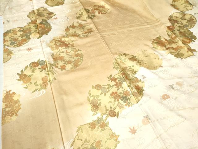 平和屋着物●訪問着　竜田川草花丸文　暈し染め　金彩　ますいわ屋扱い　正絹　逸品　CAAU3065yc 平和屋着物○訪問着 竜田川草花丸文 暈し染め 金彩 ますいわ屋