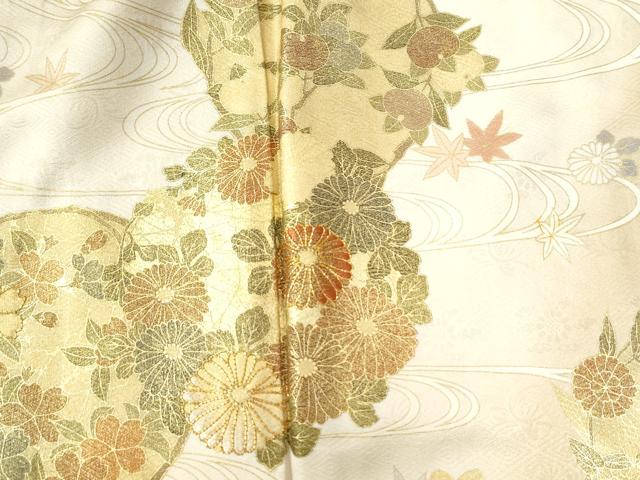 平和屋着物●訪問着　竜田川草花文　暈し染め　金彩　正絹　逸品　CAAU2120yc 平和屋着物○訪問着 竜田川草花文 暈し染め 金彩 正絹 逸品 CAAU2120yc