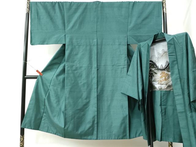 平和屋着物●男性　紬　アンサンブル　色無地　天鵞絨色　正絹　逸品　CAAU3073yc