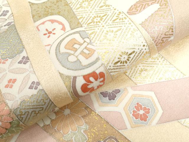 平和屋着物●訪問着　駒刺繍　鬘帯宝尽くし吉祥花唐草文　金彩　正絹　逸品　CAAU3076yc 平和屋着物○訪問着 駒刺繍 鬘帯宝尽くし吉祥花唐草文 金彩