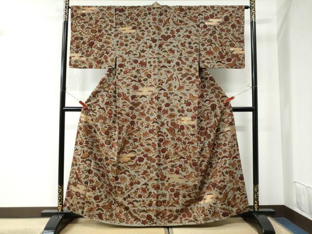 平和屋着物□上質な小紋 吉祥花文 宝尽くし 金彩 正絹 逸品 未使用