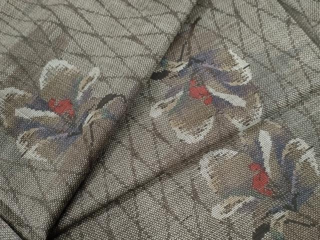 平和屋着物●本場大島紬　9マルキ　網目舞花文　正絹　逸品　未使用　CAAU3107yc